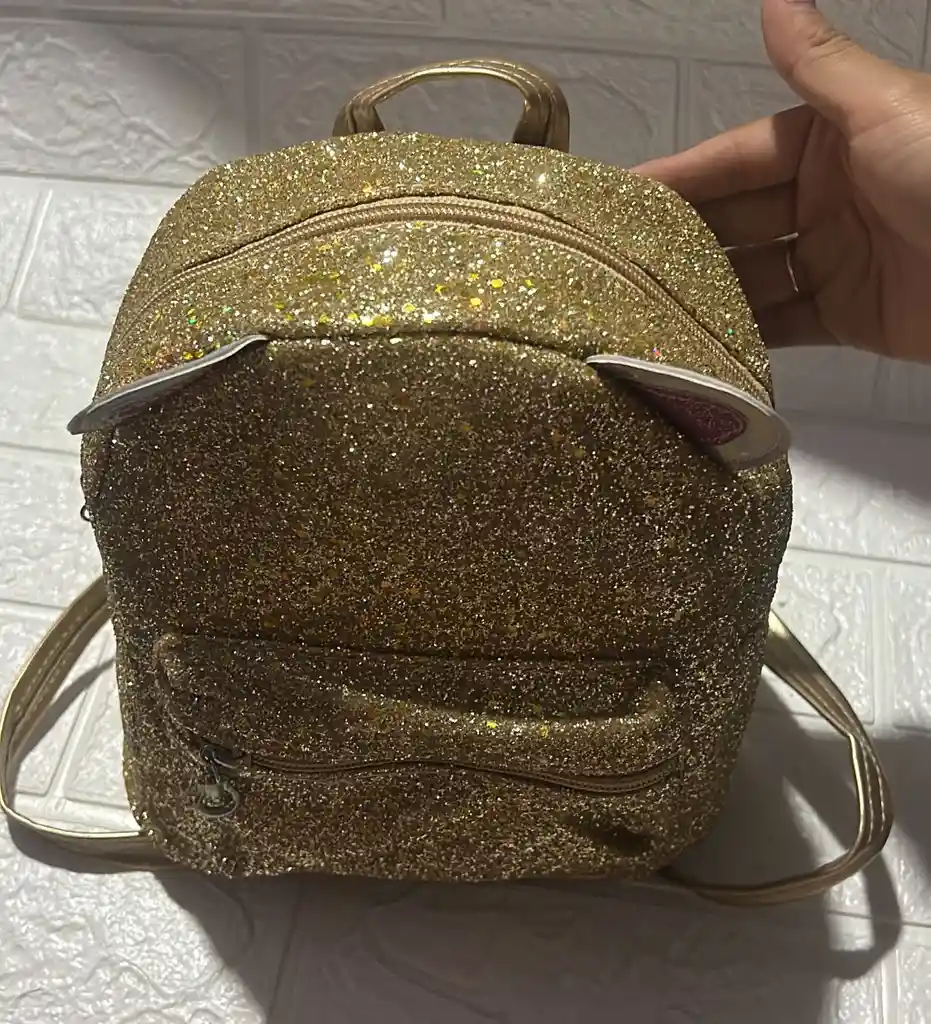 Maletin 2 Bolsillos Niña Con Orejas Dorado