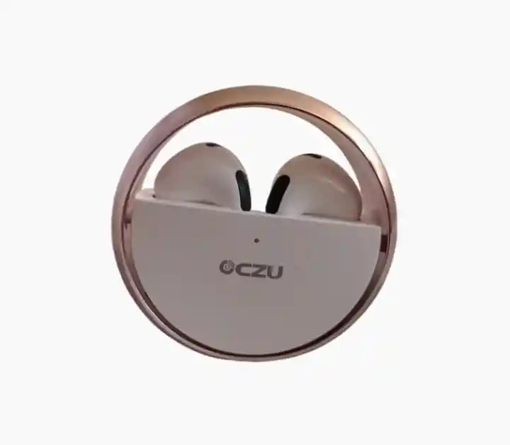 Auriculares Inalámbricos Bluetooth Oczu Manos Libres Color Blanco / Estuche Oro Rosa