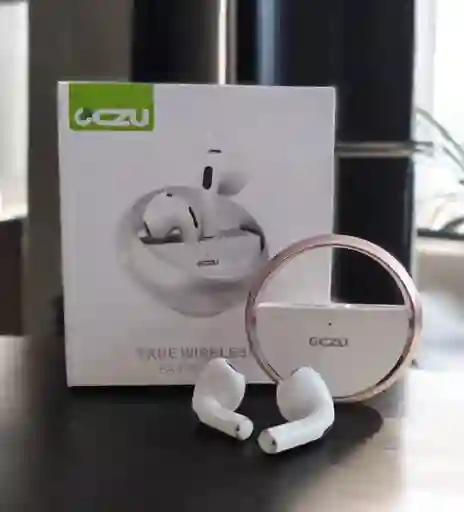 Auriculares Inalámbricos Bluetooth Oczu Manos Libres Color Blanco / Estuche Oro Rosa