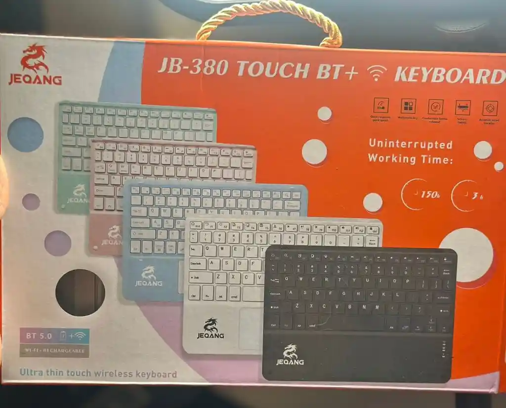 Teclado Para Tablet Inalámbrico Con Touchpad Táctil Bluetooth Y Recargable Jb-380 - Rosado