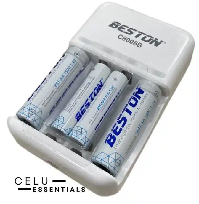 Cargador De Pilas Con Pilas Beston Recargable Mixta Aa Y Aaa