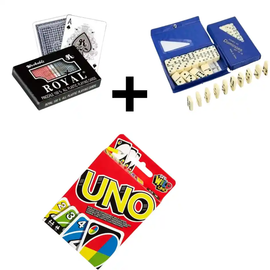 Combo Cartas Poker + Uno + Domino