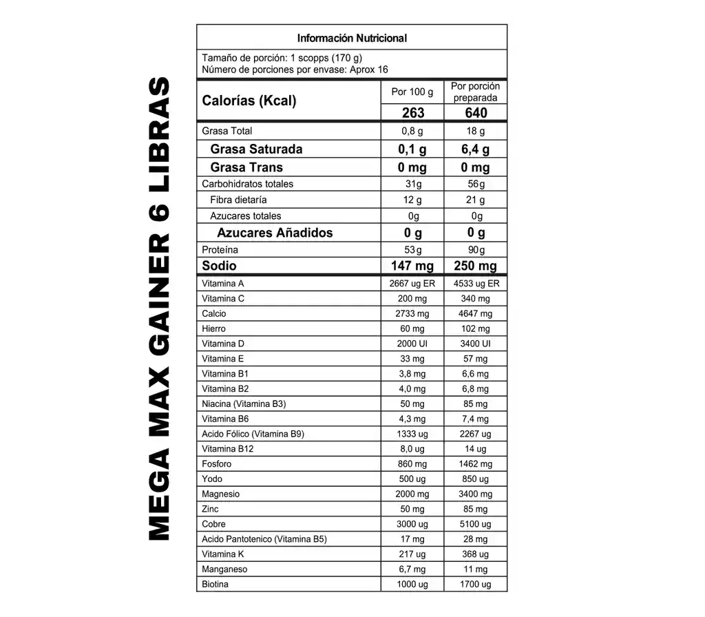 Poteina Mega Max Gainer De 6 Libras + Creatina