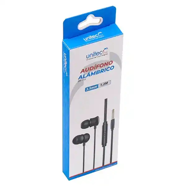 Audífonos Alámbrico Unitec Manos Libres Eb 118 Color Negro