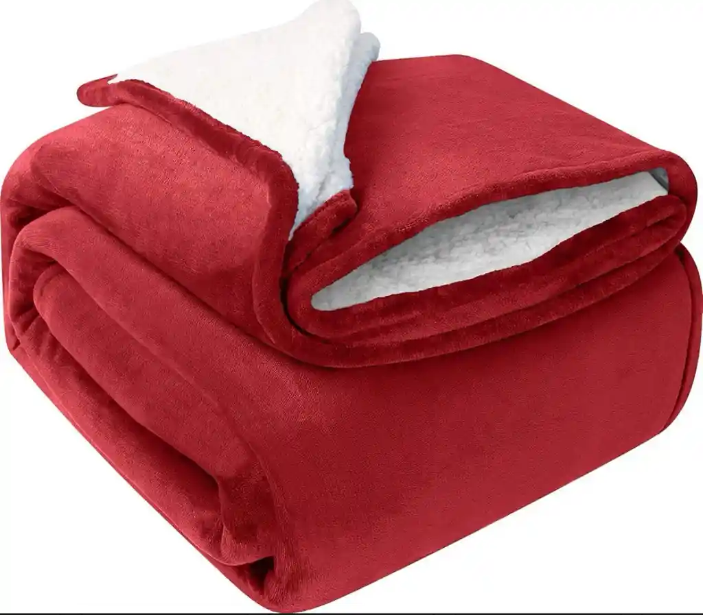 Cobija Térmica Ovejera Cama Doble/queen Rojo