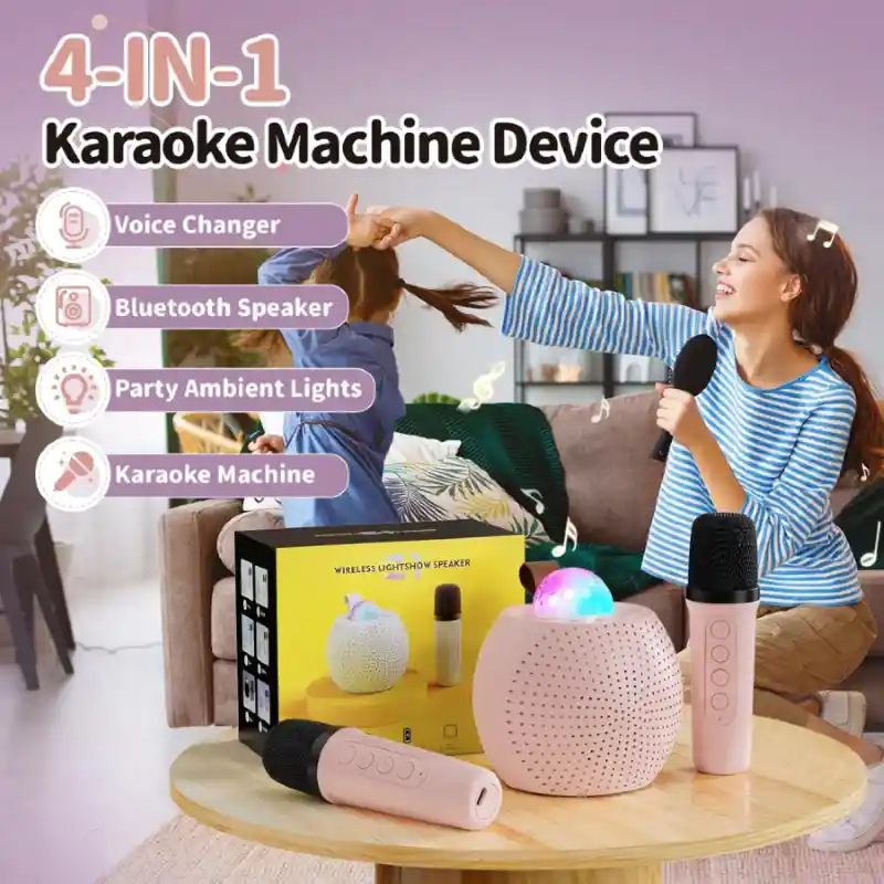 Set De Karaoke Portátil Para Niños Bluetooth Rgb 2mic K12