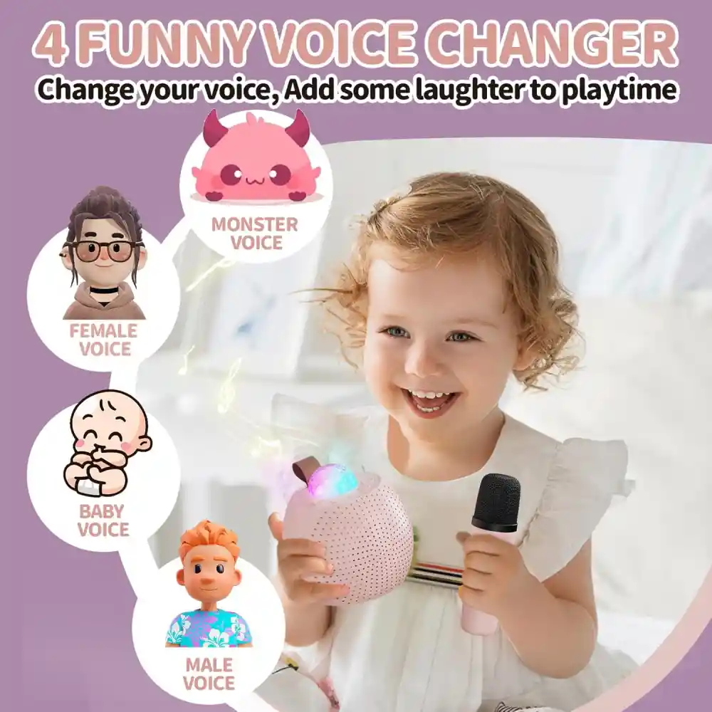 Set De Karaoke Portátil Para Niños Bluetooth Rgb 2mic K12