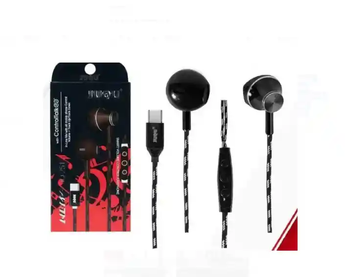 Audífonos Trenzado Estereo Tipo C Manos Libre Control De Volumen Juqu 1.2 Mts