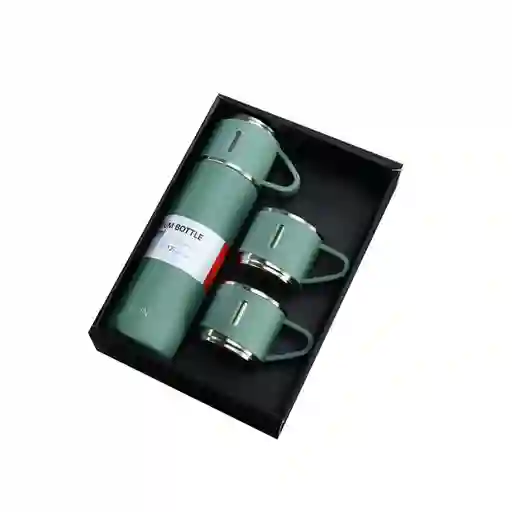 Termo Personal Liquido Caliente Y Frio 500ml Con Vasos Verde