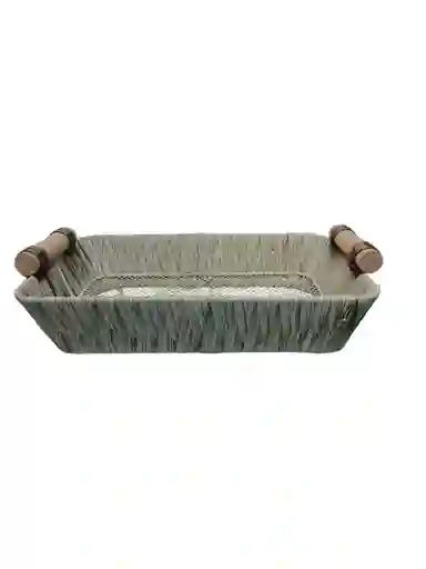 Cesta Tejida Asas De Madera Resistentes, Organizador 28cmx19cm