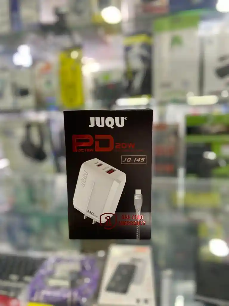 Cargador Puerto Jq 145 Usb 3.0 Y Puerto Dp C A 20w + Cable Tipo C A Tipo C
