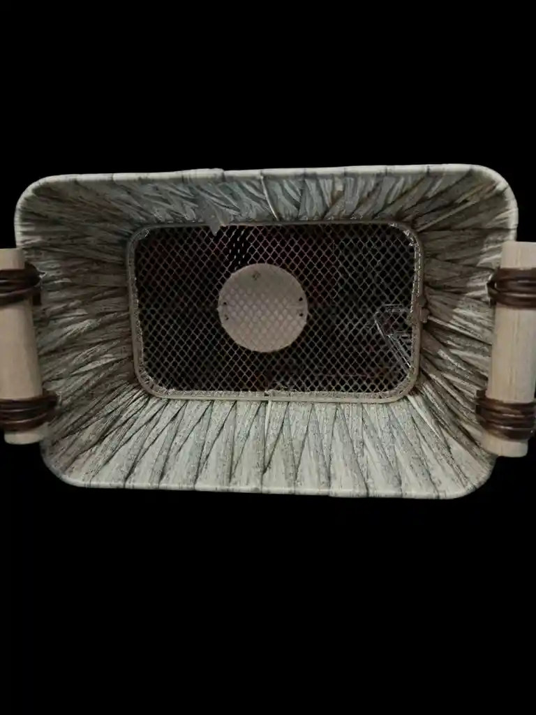 Cesta Tejida Asas De Madera Resistentes, Organizador 19cmx16cm