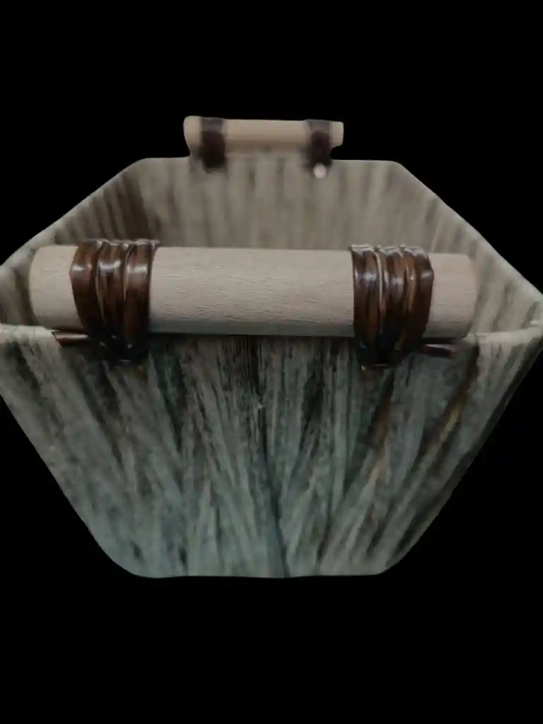 Cesta Tejida Asas De Madera Resistentes, Organizador 19cmx16cm