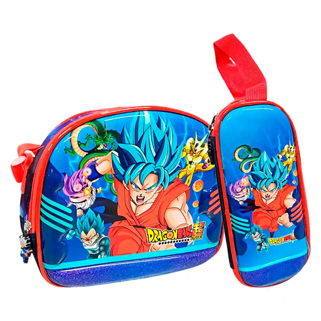 Kit X2 Lonchera Térmica + Cartuchera Dragon Ball Niños Portacomida Jle