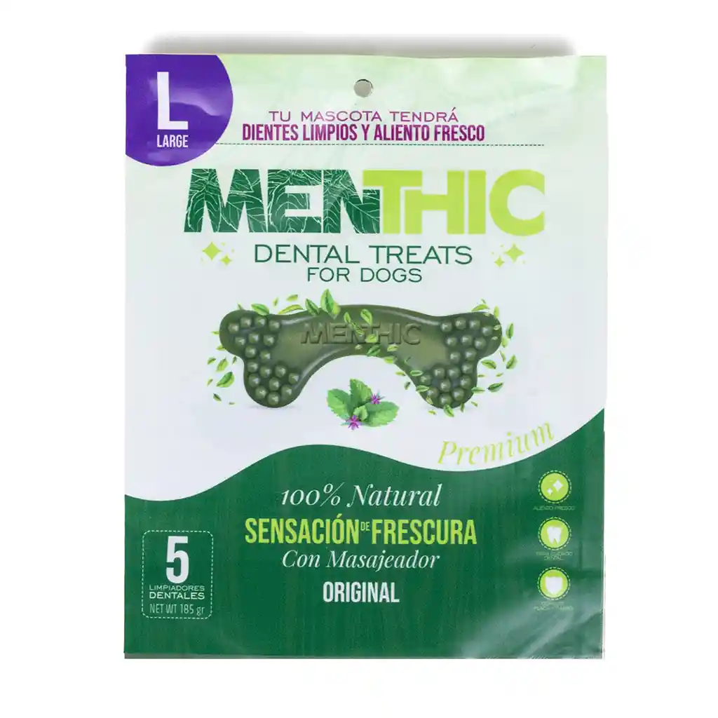 Menthic Dental Treats – Snack Huesos L X 5 Und