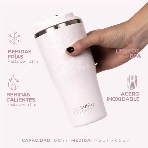 Mug Vaso Termo 570ml Buffer Acero Inox + Tapas - Pinky