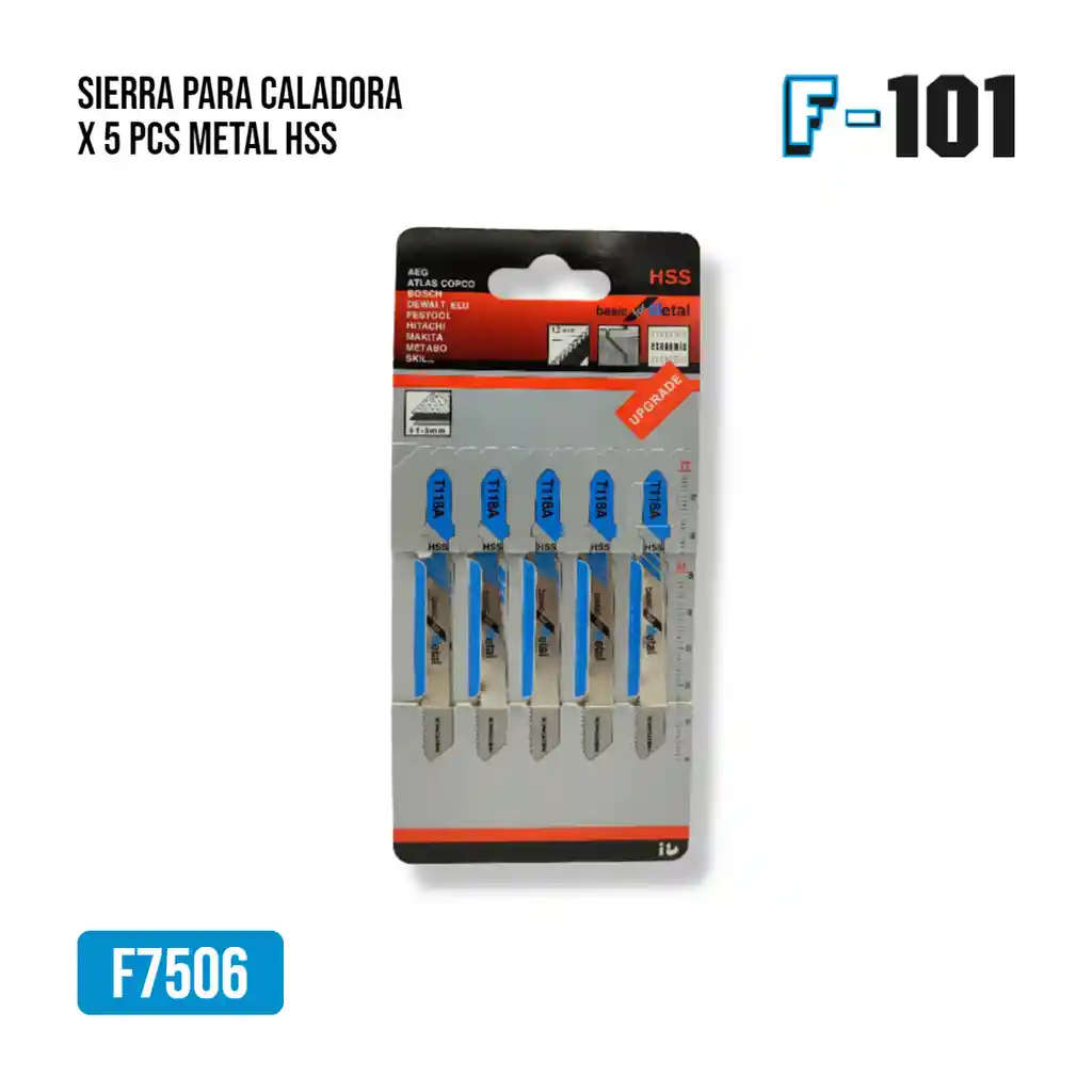 Sierra Para Caladora X 5 Pcs Metal Hss Multimarca