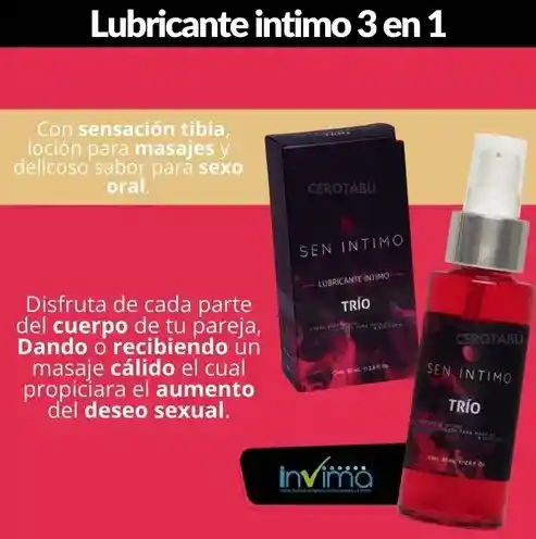 Lubricante Trio (masajes, Oral Y Lubricante) Sen Intimo 30ml