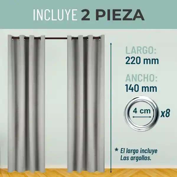 Cortina 100% Blackout Engomada Termica X2 Casatua Tipo Lino