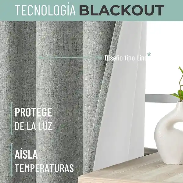 Cortina 100% Blackout Engomada Termica X2 Casatua Tipo Lino