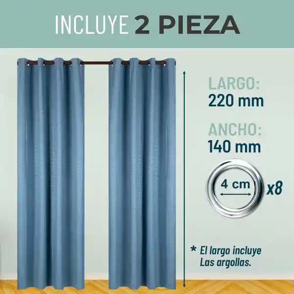 Cortina 100% Blackout Engomada Termica X2 Casatua Tipo Lino