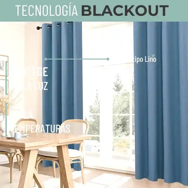Cortina 100% Blackout Engomada Termica X2 Casatua Tipo Lino