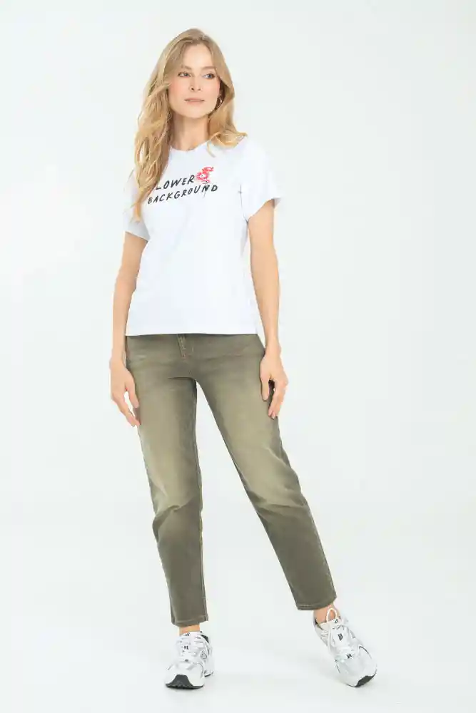 Jeans Mom Militar Color Verde Medio Talla 10