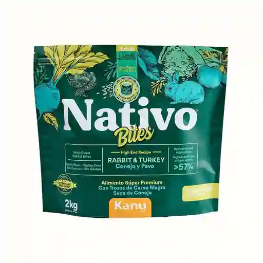 Alimento Seco Nativo Bites Conejo Y Pavo Kanu Pet Para Gato Adulto