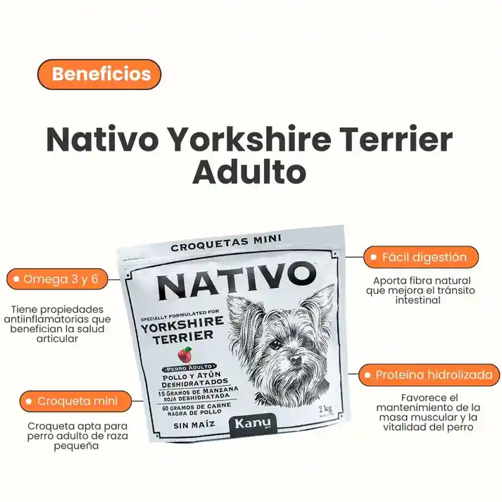 Alimento Nativo Yorkshire Terrier Adulto Kanu Pet Para Perro