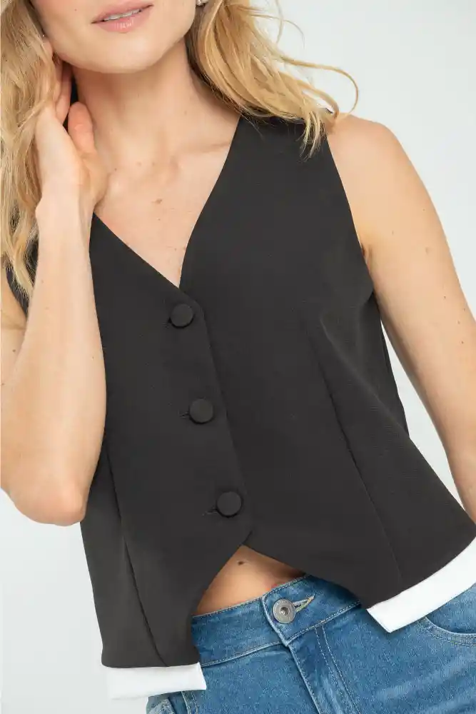 Chaleco Ribbhed Color Negro Talla M