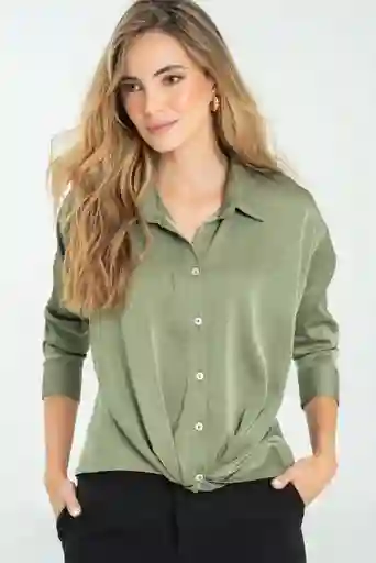 Camisa Delorhis Color Verde Militar Talla Xs