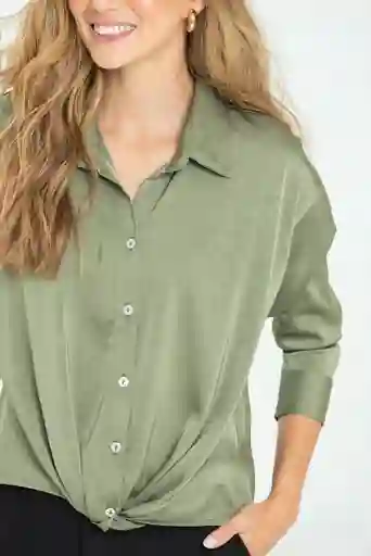 Camisa Delorhis Color Verde Militar Talla L