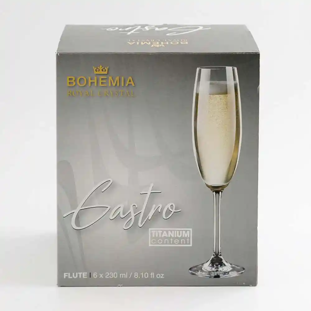 Copas Bohemia Setx6 230ml Gastro Champagne En Cristal