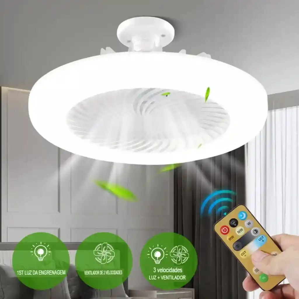 Bombillo Ventilador 2 En 1 Para Aire Fresco Y Luz