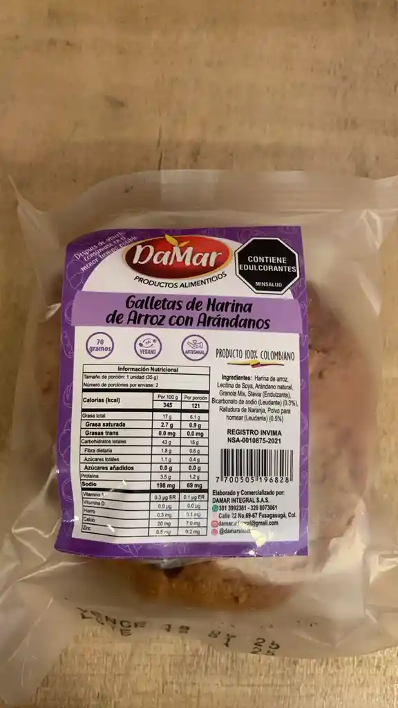 Galleta De Arroz Con Arandanos