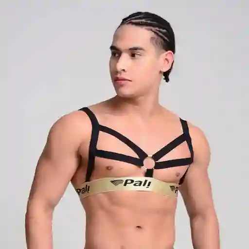 Arnés De Pecho Mirko Negro Dorado Pali Lenceria Masculina