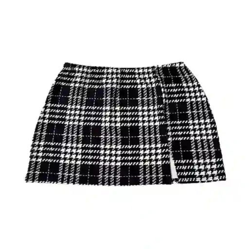 Falda Plaid Para Mujer Color Negro Con Blanco Talla Xs