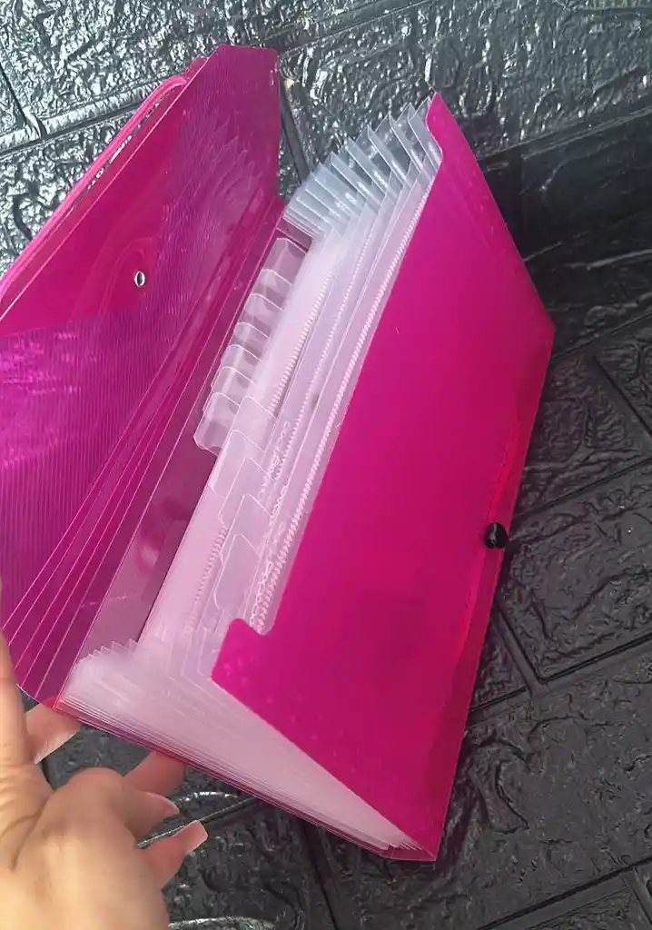 Carpeta Archivador 13 Bolsillos 1/2 Carta Fucsia