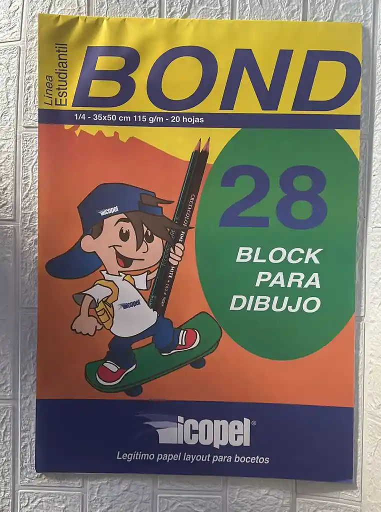 Block Bond Para Dibujo 1/4 (( 35*50 Cm )) 20 Hojas