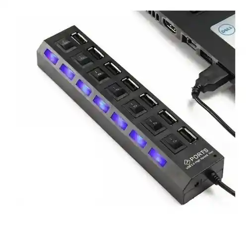 Hub Multipuerto Usb 2.0 7 Puertos Switch Individual Hi-speed