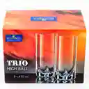 Vaso Largo Bohemia Trio Setx6 470ml En Cristal