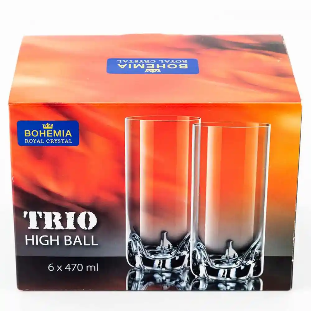 Vaso Largo Bohemia Trio Setx6 470ml En Cristal