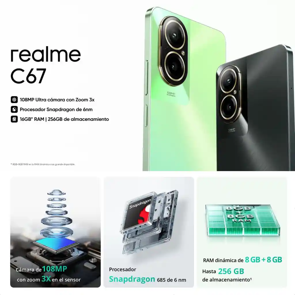 Celular Realme C67 Dual Sim 256gb /8gb 6.72'' 108mp 3x, Negro