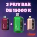 Vaporizador Priv Bar Turbo Blue Razz Lemon 15000puff + Vaporizador Priv Bar Turbo Kiwi Strawberry Bubble Gum 15000 Pff + Vaporizador Priv Bar Triple Apple Ice 15000 Puffs