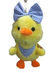 Llavero Peluche Juguete Diseño De Animal De Pollito Amarillo Con Moño Rosado O Azul