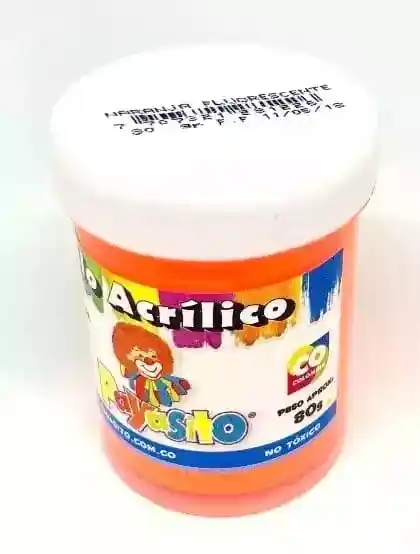 Payasito Vinilo Acrilico Naranja 80g Pintura Escolar