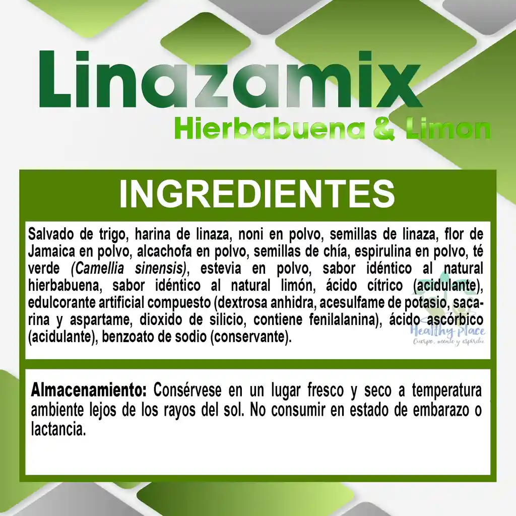 Fibra Colon Cleanser Linazamix 450g Sabor Hierbabuena Y Limón