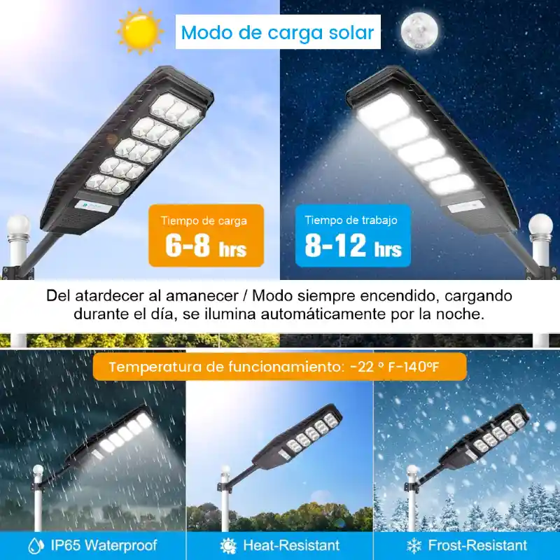 Lampara De Alumbrado Publico Solar 500w Luz Led Exteriores