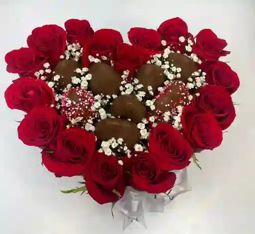Fresas En Chocolate Con Rosas