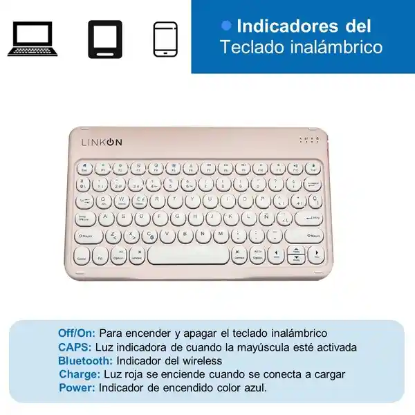 Case Smart Teclado Para Ipad Linkon Rosado - 10.2"